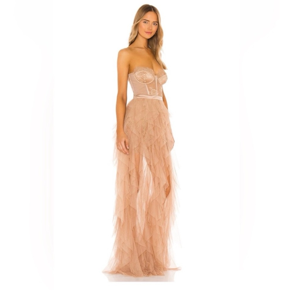 $358 For Love And Lemons REVOLVE Bustier Gown Strapless Nude Dress - Picture 2 of 4